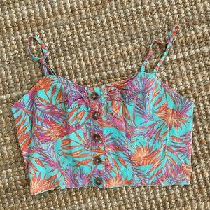 Gianni Bini Floral Button Up Crop Top